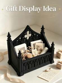 Gothic Cathedral Style Business Card Holder, Desktop Organizer Box, Home Decor, Multi-Functional Storage Tray, Suitable For Storing Notes/Small Cards/Photos/Dried Flower Gifts/Office Desk Storage/Bills/Housewarming, Halloween, Christmas Gifts - Multicolor - View 6