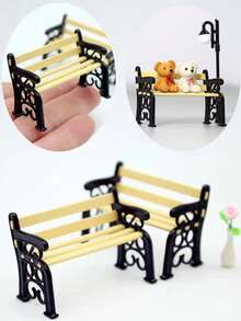 Miniature Park Bench Model, Mini Garden Accessories, Mini Garden Scene Decor Elements, Exquisite Craftsmanship, Mini Home Decor, Gift Collection For Enthusiasts And Hobbyists, Christmas, Halloween - Multiple Styles - View 2