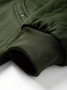 Sherpa-Fleece Autumn/Winter Lapel Jacquard Textured Zipper Front Fashion Versatile Jacket - Army Green - View 7