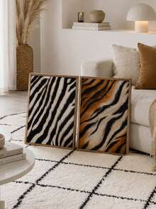 1/3pcs Wild Animal Fur Texture Canvas Wall Art, Unframed, Leopard Tiger Zebra Skin Pattern Print Set, Retro Luxury Safari Poster Pack, Wall Decor For Living Room Bedroom Dorm Apartment Interior, Home Decoration, Gift - Abstract Style a - View 2