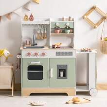 ROBUD Wooden Play Kitchen Set For Kids Toddlers, Pretend Kitchen Playset - Mint Green - View 10