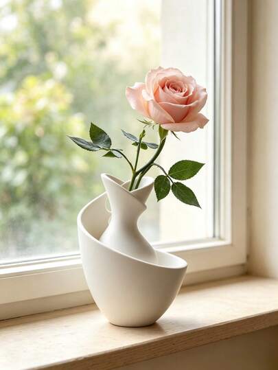 Bohemian 3D‑Printed Art Vase, Mini Rustic Flower Pot For Dry & Fresh Floral Arrangements, Farmhouse Chic Home Decor, Niche Flower Vase, Modern Art Style Desktop Floral Decor Ornament
