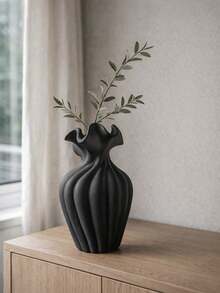 1pc Matte Black Sculptural Decorative Vase, Modern Flower Pot Suitable For Fresh Or Artificial Flowers, Living Room Tabletop Home Decor, Gift For Best Friend, Housewarming Gift - Multicolor - View 7