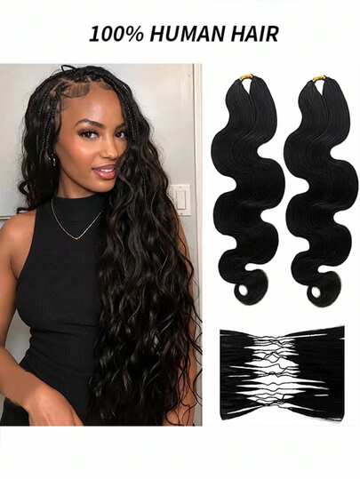 VALLBEST Body Wave Crochet Human Hair Extension Knotless Pre-Separated Crochet Hair Extensions Body Wave Human Crochet Hair Feather Line Extensions For Women Natural Color 18 Inch 120g