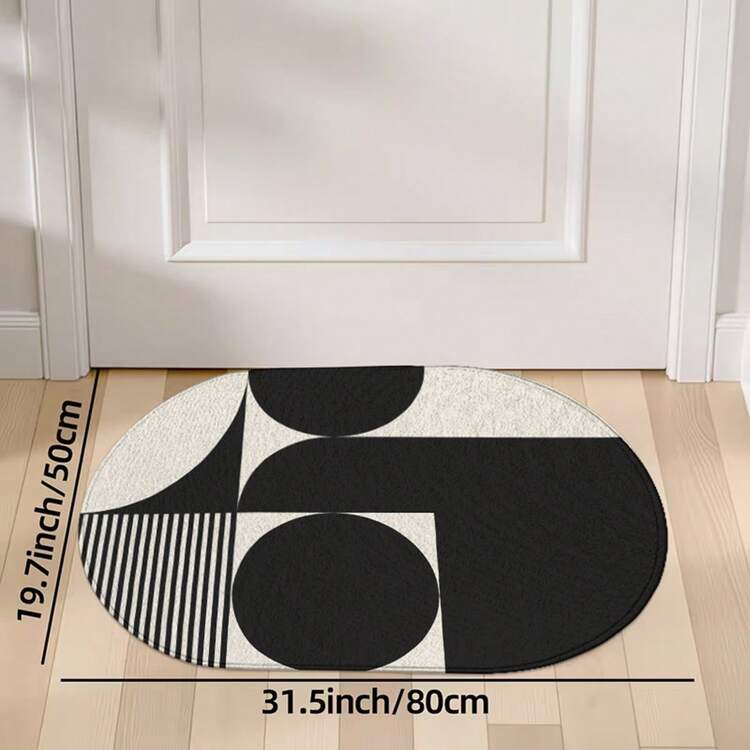 1pc Oval Flannel Doormat, Soft Comfortable Absorbent Non-Slip Machine Washable With Anti-Slip Backing, Suitable For Doorway, Living Room, Bedroom, Kitchen, Bathroom, Laundry Room, Patio, Multi-Functional Home Floor Mat, Entryway Mat, Holiday Decor - Multicolor - View 14