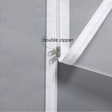 Latest White Side-Opening Mosquito Screen Window, Detachable And Customizable, No Drilling Required With Dual Zippers - White Mesh With White Trim, Right-side Zipper - View 3
