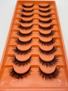 10 Pairs Natural Long Strip False Eyelashes, 3D Handmade Cross Soft Black Band Reusable Lashes For Daily, Work And Party Looks - View 5