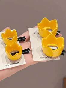 4/2pcs Mini Crown Hair Clips, Geometric Cute Small Crown Alligator Hair Clips, Prince Princess Birthday Accessories, Fun Side Bangs Clips, New Year Party Kawaii Hair Clips - Multicolor - View 6