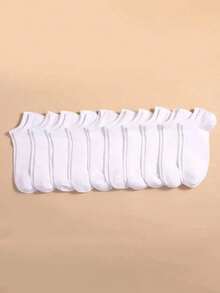 20 Pairs Women's Solid Color Boat Socks, Sweat-Absorbent Breathable Comfortable Invisible Socks, Suitable For Daily Wear, Sports, Business, Unisex, All Seasons, Best Gift Choice For Holidays, Available In 1 Pair/10 Pairs/20 Pairs - White - View 5