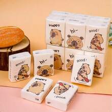 8/16/32/72/144pcs (8pcs/Pack) Capybara Cartoon Pattern Tissues, Portable Small Pack Tissues, Student Handkerchief Tissues, Suitable For Work, Business Trip, Travel And Outdoor [Random Style] - Multi-color - View 2