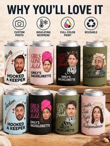Mangas Personalizadas para Resfriador de Latas com Foto, Personalizadas com Foto do Rosto e Texto Personalizado, Suportes de Bebida Divertidos para Despedidas de Solteira, Viagens de Mulheres e Celebrações em Grupo, Lembrancinhas Hilárias para Apimentar sua Reunião com Tema de Noiva com sua Equipe. - Multicolorido - Visão 5