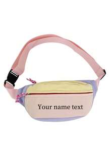 Custom Embroidered Name Fanny Pack,Color Block Waist Bag,Personalized Text Crossbody Hip Bag,Adjustable Strap,Birthday Bridesmaid Gift For Women Girls - Multicolor - View 8