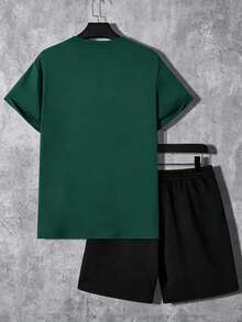 Men T-Shirt Co-Ords - Green - View 2