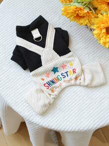 1pc Pet Clothes Dog Cat Apparel Gray Striped Pocket Overalls Spring Summer New Four-Legged Outfit Night Sky Star Overalls - Multicolor - View 11