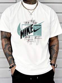 Men's Pure Cotton Short-Sleeved T-Shirt Casual Summer Daily Wear Regular Fit Breathable Soft Fabric Basic Style  Printed Tee - 白色 - 查看 11