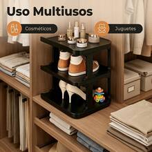 1-Piece 3-Tier Plastic Shoe Rack Space-Saving Corner Organizer For Entryway - Black - View 9