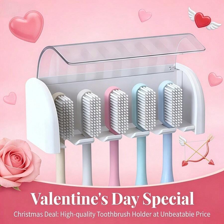 Valentine's Day - High Quality Toothbrush Holder With Holes - Family Shared Enjoyment - Valentine's Day Gift - Cost-Effective Gift - Multicolor - View 1