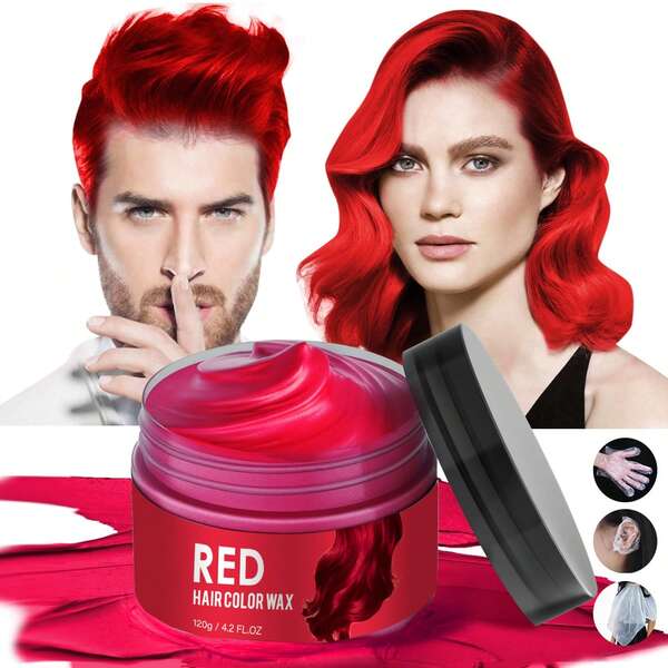 ECO FINEST Red Temporary Hair Dye Wax, Suitable For Daily Party And Cosplay, Instant Hair Dye Wax, Washable DIY Styling Hair Wax, Lasts Over 24 Hours, Non-Damaging, Easy To Clean, Party, Halloween, Christmas Hair Wax, 4.2 Oz