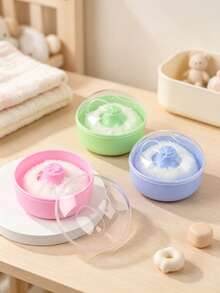 Baby Powder Puff Box With Portable Lid Storage Design, Paired With Soft Powder Puff, Smooth Application, Gentle Care For Delicate Skin, Multiple Colors Available, Suitable For Home And Travel, Providing A Thoughtful Daily Care Experience For Your Baby - Multicolor - View 1