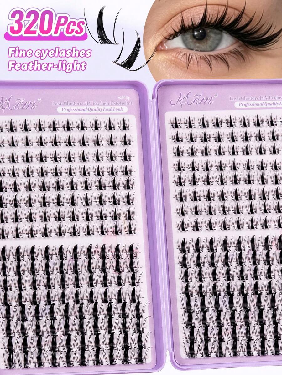 320 Clusters DIY False Eyelash Clusters, Exquisite Eye Makeup, Ultra-Thin Soft Lightweight, Suitable For Beginners To Use At Home, Applicable For Daily Dates, Parties, Music Festivals And Halloween Makeup, Cartoon Eyelashes