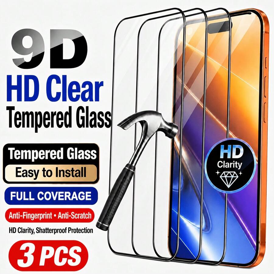 [UK Local Shipping] 3-Pack Ultra HD Screen Protector Compatible With For Iphone 18 Pro/17 Pro Max/16 Pro Max /15 Pro/14/13/12 Pro/11 Pro Max/X/XS/XR - 3pcs - View 1