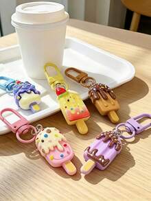 Mixed Color Cute 3D Realistic Ice Cream Popsicle Bag Charm Keychain, Bag Pendant, Car Accessory, Women's Style - Multicolor - View 5
