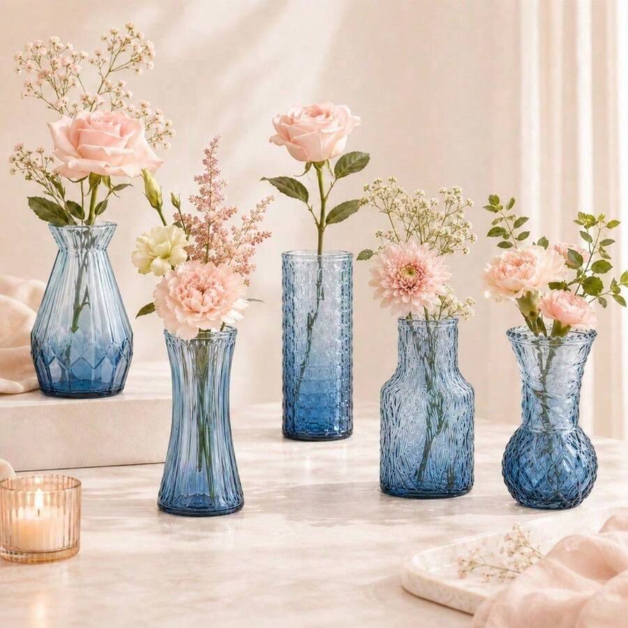 Trintion 10Pcs Clear Bohemian Style Bud Vases, Slim Decor Flower ...
