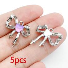 5/20pcs Silvery Plated Purple Rhinestone Charms Dolphin Shell Star Heart Butterfly Owl Pendant For DIY Necklace Earring Jewelry Making Findings - Mauve Purple - View 29