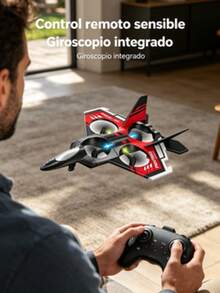 Avión de espuma de control remoto de 4 ejes con giroscopio, juguete volador recargable, disponible en rojo y verde, batería incluida, ideal para regalo infantil - Multicolor - Ver 6