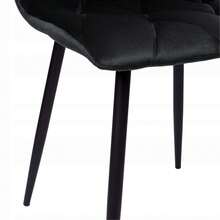 1pc Black Velvet Dining Chair, Upholstered Easy-Clean Chair With Padded Seat, Ergonomic Backrest & Black Metal Legs, 120 Kg Capacity, For Dining Room, Kitchen & Living Room - Black - View 8