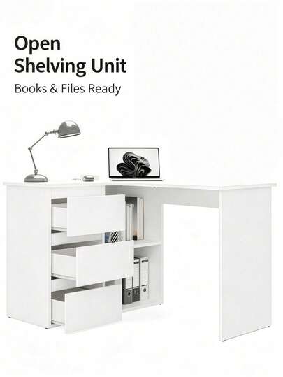 120cm L-Shaped Desk, Gaming Computer Desk, Sturdy Corner Work Desk For Study, Home Office Workstation, Space-Saving Design, Easy To Assemble For Indoor Working And Gaming