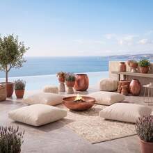 Premium Floor Cushion 50x50 Cm – Soft Fiber-Filled Decorative Seating Cushion - Apricot - View 2