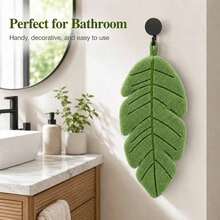 (Leaf-Shaped Towel + Hook Set) / Soft Absorbent Hanging Towel / Wall Hook / Suitable For Bathroom, Kitchen, Home Decor / Great Gift For Plant Lovers / Cute Style / Can Be Hung For Use - Multicolor - View 6