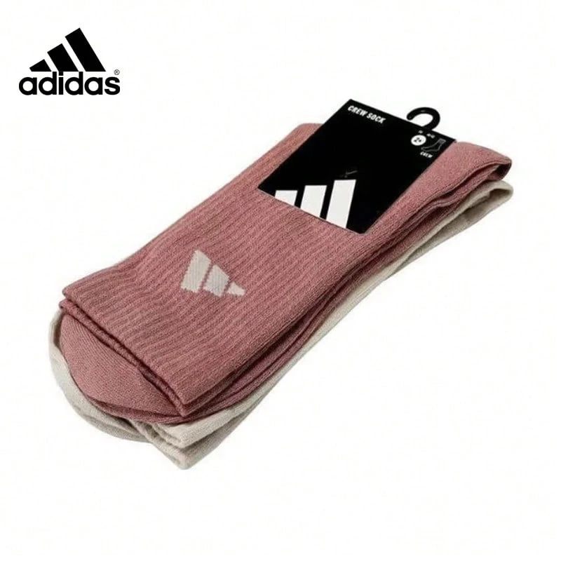 Adidas NEW LT CREW 2PP Unisex Casual Sports Mid-Calf Socks (2 Pairs) All-Season JX5054 - Warm Earth Brown/Miracle Alum Brown [JX5054] - View 1