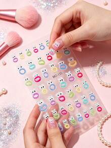 1pc Big Mouth Monster Relief Nail Sticker 3D Jelly Big Mouth Monster Eyes Face Cartoon Nail Art Sticker - Multicolor - View 6