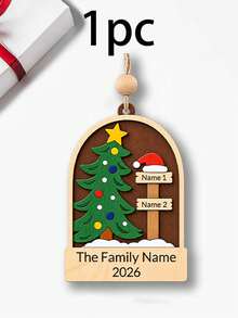 Custom Family Name Wooden Christmas Ornament, Personalized 2-5 Names Tree Decoration, Customized Xmas Keepsake Gift, Customizable Holiday Hanging Ornament For Family Parents Grandparents - Style B - View 13
