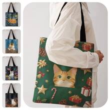 1pc Cat Print Shoulder Tote,Large Capacity For Books,Groceries & Daily Beach Travel School Use.For Students & Women,Great Daily Bag Or Gift - Multicolor - View 2