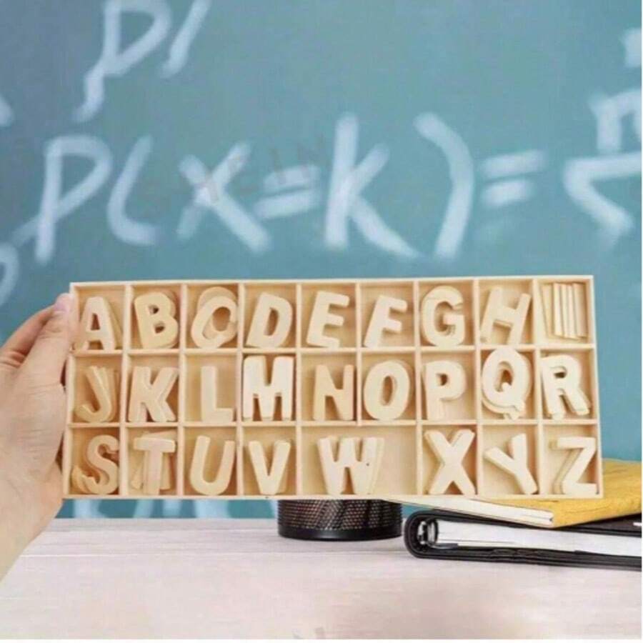 Wooden Craft Alphabet, Blank Wooden Alphabet, Alphabet Learning Gift, Home Decor, Valentine's Day Gift, Birthday Gift, Graduation Gift - Wood Color - View 1