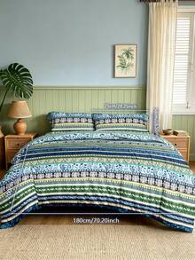 Blissful 3pcs=1pc (With 4-Corner Straps, With Zipper, Without Inner Core) + 2pcs (Matching Pattern Pocket Pillows, Without Inner Core) 100% Polyester Fiber Home Bedding Set, Bohemian Style Pattern, Skin-Friendly And Soft Fabric, Removable And Machine Washable, Full Size, Suitable For Multiple Occasions: Bedroom, Guest Room, Dorm, Travel - Multicolor - View 21