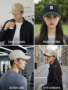 R Letter Embroidered Baseball Cap, All Season, Unisex, Soft Top Deep Crown Slimming Face Versatile Baseball Cap, Suitable For Daily Outings, Commuting, Running, Exercise, Couple Style - Multi-color a - View 5