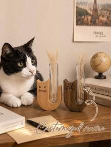Personalized Cat Whisker Collector, Personalized Pet Hair Memorial Container, Customized Cat Fridge Magnet, Cat Whisker Collector, Cat Souvenir, Funny Small Gift For Friends, Used To Store Cat Whiskers, Glass Material, Pet Memorial Style, Suitable For Cat Lovers - Multicolor - View 2