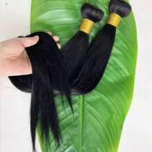 BINF 3Pcs Straight Human Hair Bundles 8‑30 Inch Virgin Remy Hair Weave Extensions, Natural Black Double Weft Hair For Halloween Party Cosplay Daily Styling - Natural Black - View 7