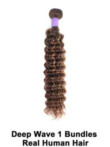 Deep Wave Bundles Human Hair 32 Inch Hair Extensions Brazilian Virgin Human Hair Bundles 4/27 Highlight Wet And Wavy Quick Weave Hair Extensions Double Weft - S4/27 - View 17