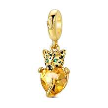 1Pc 18K Gold Plated Cheetah Leopard Pattern Series, Spacer Beads, Clip Charm & Safety Chain Charms, DIY Jewelry Findings For Bracelet Necklace Making - Gold - View 13