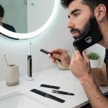Beard Trimming & Styling Tool With Neckline Shaper, Professional Beard Trimming Guide Template, Built-In Comb, Men's Edge & Line Template, Compatible With Razor Or Tweezers - Black Mustache Template - View 5