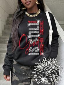 Women's Rhinestone Sweatshirt In Black God Is Still Writing Your Story Jesus Faith Christian Quote God Pullover - Multicolor - View 1