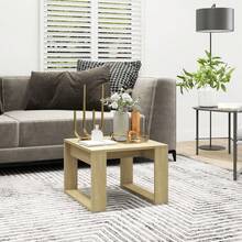 vidaXL Side Table Coffee Table Living Room Table Tea Table Sofa Table Wood Composite Light Oak Khaki 50x50x35cm - Light Oak Khaki - View 1