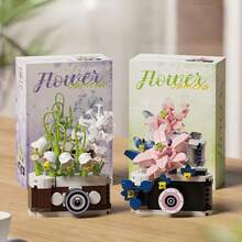 DIY Flower Camera Micro Particle Building Blocks Toy, Creative Desktop Decor Assembly Blocks, Holiday Gift For Adults And Children, Suitable For Kids 6 Years Old And Above - Flower Camera - View 9