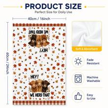 2/4/6pcs Highland Cow Autumn Theme Printed Kitchen Napkins, Cute Hand-Drawn Style, Soft And Easy To Clean, Highland Cow, Pumpkin, Maple Leaf Patterns, Home Decor, Autumn Home Gift, Suitable For Bathroom Decor, Kitchen Decor, Kitchen Accessories - Multicolor - View 8