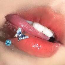 1pc Stainless Steel C-Ring Blue Butterfly Lip Ring Oil-Drip Rhinestone Shamballa Horseshoe Cartilage Piercing Jewelry Suitable For Daily Wear - Butterfly - View 4